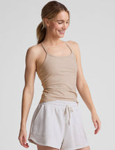 brown full length slim strapped racerback tank top.